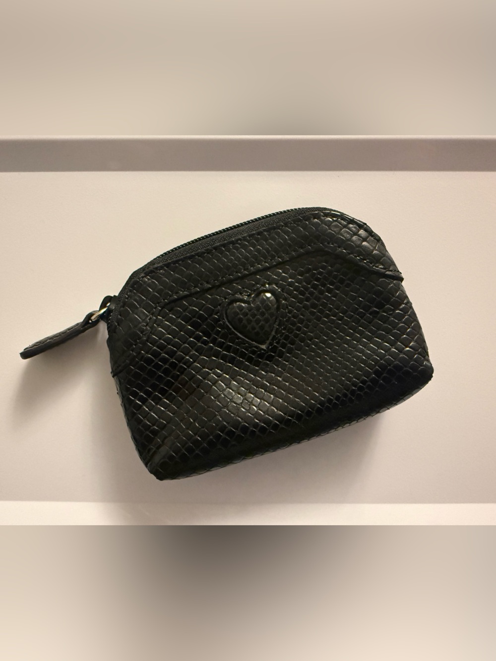 Brighton Black Quilted Heart Zip Cosmetic Pouch
